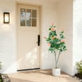 thumbnail image 1 of 4FT Artificial Hibiscuses Tree, Faux Potted Flower Plant with Realistic Flowers, Fake Flower Tree For Garden Office Party Wedding Hotel, 1 of 8
