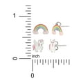 Brilliance Fine Jewelry Girl’s Sterling Silver Rainbow and Unicorn Stud