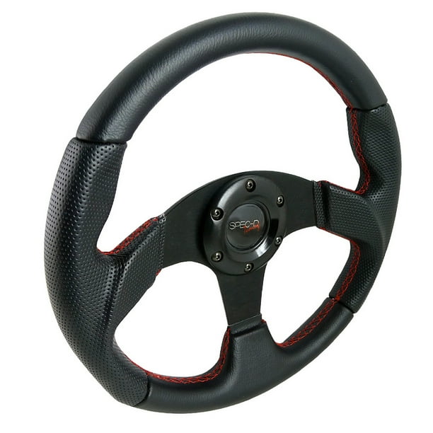 SpecD Tuning Universal 320Mm Racing Steering Wheel Jdm Black Leather