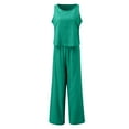 thumbnail image 6 of GEWSEY 2 Piece Sets for Women Summer Cruise Essentials 2025 Travel Outfits Vacation Fashion Lounge Set Sleeveless Matching Set Clothing Wide Leg Crop Pants Airport Loungewear M (Green, XXL), 6 of 6