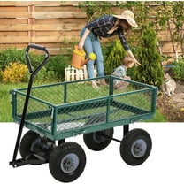 Heavy-Duty Garden Wagon, 400LB Capacity Large Steel Utility Cart with Handle and 10-Inch Wheels for Lawn, Yard, Beach & Farm