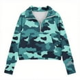 thumbnail image 4 of Bnwani Sweatshirt Girls Zip Mock Neck Long Sleeve Half Zip Crop Fleece Sweatshirt Camouflage Pullover Size 7-8, 4 of 5