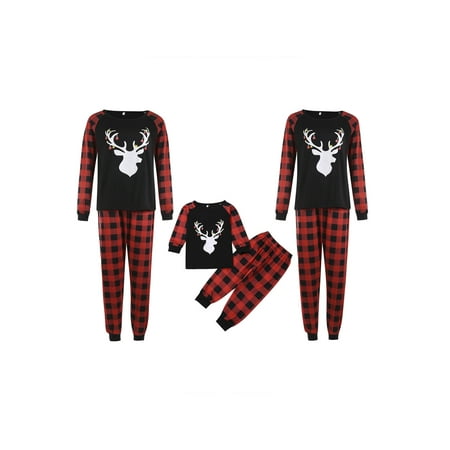

IZhansean Christmas Family Matching Pajamas Set Adult Kids Baby Deer Printed Tops+Pants Sleepwear Nightwear Set