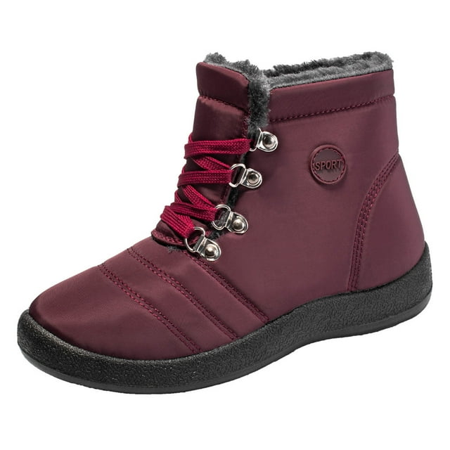 jsaierl Nouvelles Chaussures de Randonnée d'Hiver Chaudes Bottes de Neige pour Femmes à Lacets Imperméables Chaussures Décontractées pour Femmes