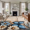 thumbnail image 2 of Blue Butterfly Daisy Large Area Rugs 6x9 ft Spring White Floral Flower Plant Wood Grain Farm Washable Rug Non Slip Indoor Carpet Absorbent Floor Mat for Living Room Bedroom Dining Room, 2 of 9