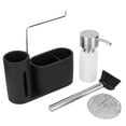 thumbnail image 2 of Detergent Dispenser Rack, Kitchen Sink Plate Liquid Hand Sanitizer Dispenser Container, Storage Rack with Steel Wool, Brush Black, 2 of 8