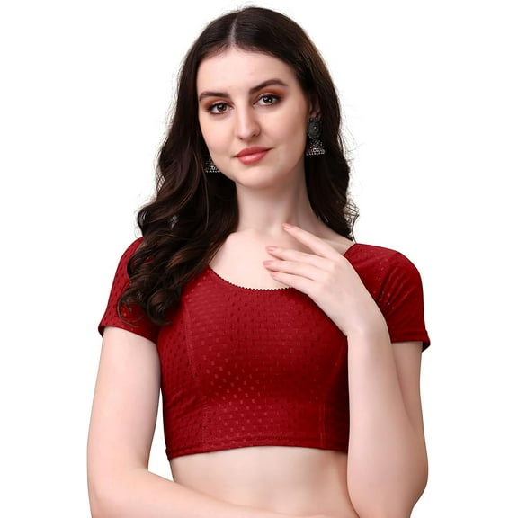 Kipzy Women's Round Neck Short Sleeve Blouse 28 Maroon