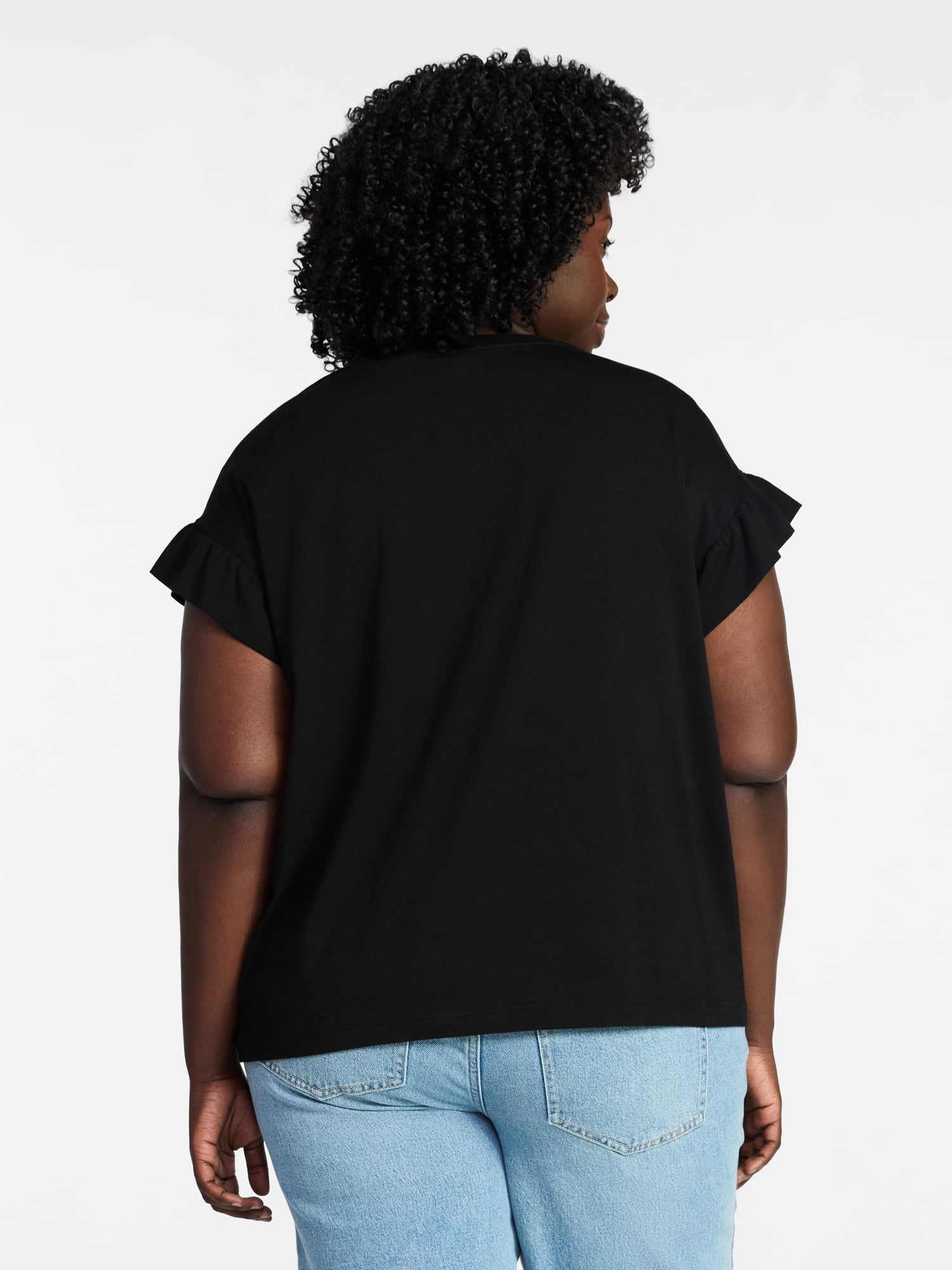 Terra & Sky Women's Plus Ruffle Short Sleeve Tee, Sizes 0X-5X