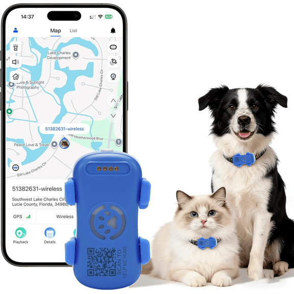 GPS Collars for Dogs,  Real-Time Pet Location Tracker Anti Lost Dog GPS Locator Fit Most Pet Collars, Waterproof，Geofence，Subscription Needed