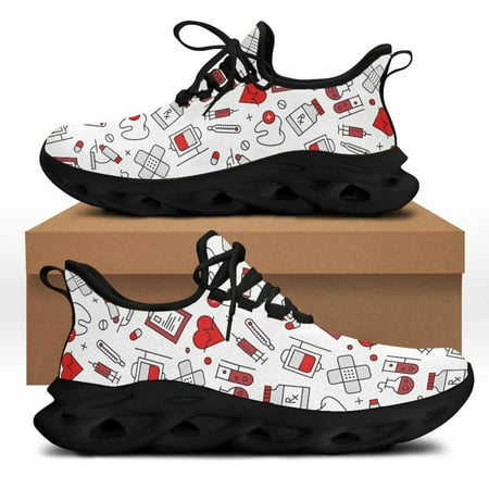 

Spring Autumn Nurse Doctor Pattern Woman Flats Lace Up Sneaker Free Platform Shoes for Women Sneakers Footwear Casual