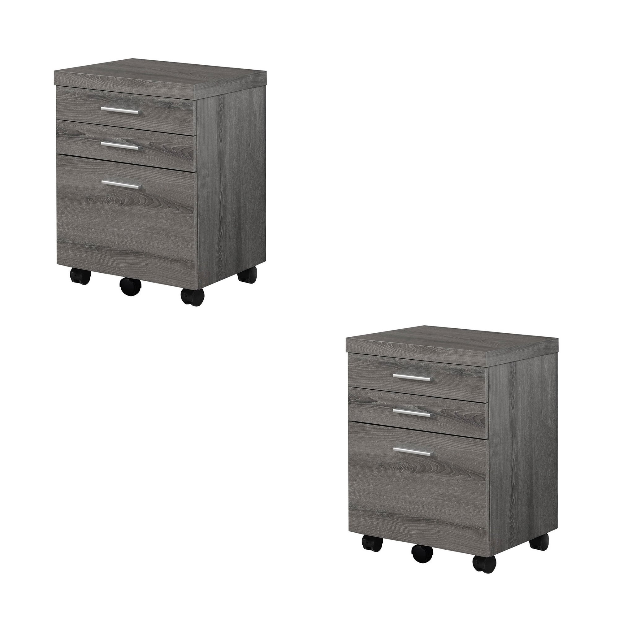 Monarch Home Office Furniture Small Rolling 3 Drawer Wood Filing Cabinet 2 Pack Walmart Com Walmart Com