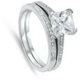thumbnail image 4 of CHOOSE YOUR COLOR Clear CZ Elegant Ring Set .925 Sterling Silver Band White Female Size 6, 4 of 4