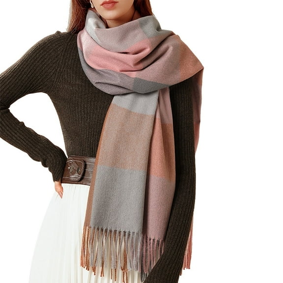 Kabuer Scarf for Women, Feel Plaid Shawls and Wraps,  Stylish Plaid