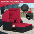 thumbnail image 6 of Vicamelia Patio Rattan Daybed, Wicker Daybed Lounger w/ Retractable Canopy, 2 Foldable Side Panels, Red, 6 of 8