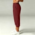 thumbnail image 3 of Wensltd Women's Capri Jogger Trousers Solid Elastic Waist Side Pockets Cropped Daily Wear, 3 of 4