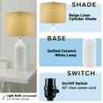 thumbnail image 6 of Cresswell Lighting 3-Way Quilted Ceramic Table Lamp with Natural Linen Drum Shade, 6 of 8