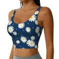 thumbnail image 2 of Goofa Daisies Flowers Printed Sports Bras for Women, High Impact Running Bra Workout Crop Tank Tops Longline Sports Bra Push up-, 2 of 9