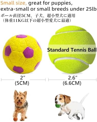 Dog Toys Squeaky, [4 Pack] Interactive Puppy Ball Toy, 2'' Soft Latex Rubber Fetch Play Pet Balls for Mini Breed Small Dogs Puppies