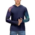 thumbnail image 3 of Men's UPF 50+ Sun Protection Hooded Shirt with Integrated Face Cover Long Sleeve Lightweight Rash Guard Shirts for Fishing Hiking Camping Or Outdoor Sports Sky Blue XL, 3 of 5