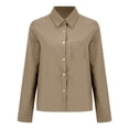 thumbnail image 5 of Duoif Womens Tops Long Sleeve Shirts for Women, Women's Solid Color Casual Button Pocket Long Sleeved Shirt Tops for Women Trendy Khaki M, 5 of 5