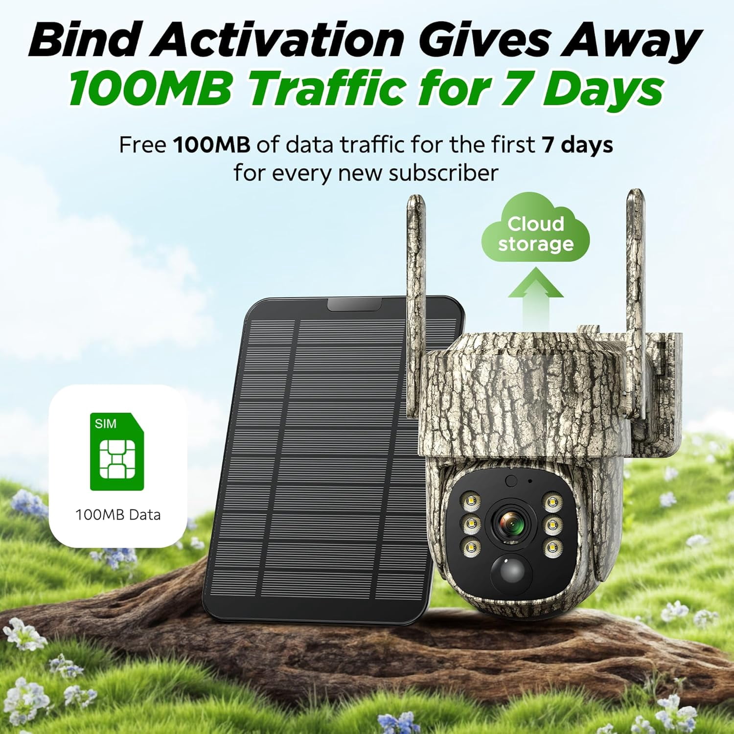 CAMPARK 4G LTE Cellular Trail Camera 2 pack, Built-in SIM Card Hunting Game  Cameras 7800mAh Solar Battery 360° View Auto Tracking Motion Activated