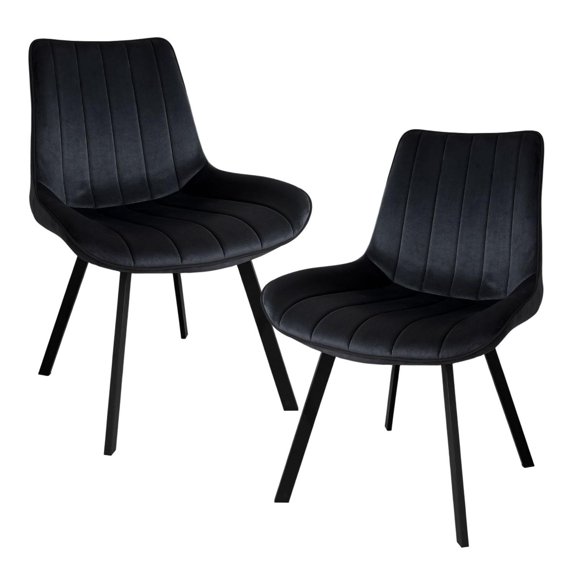 Set 2 Sillas Comedor Velvet Tapizada Terciopelo Sala Eames negro Grande