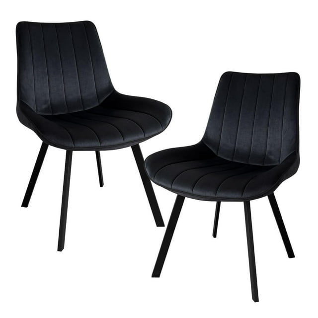 Set 2 Sillas Comedor Velvet Tapizada Terciopelo Sala Eames negro Grande
