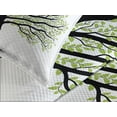 thumbnail image 4 of Ambesonne Tree of Life Quilted Bedspread Set 3 Pcs, Nature Living Leaves, King Size, Black White Green, 4 of 5
