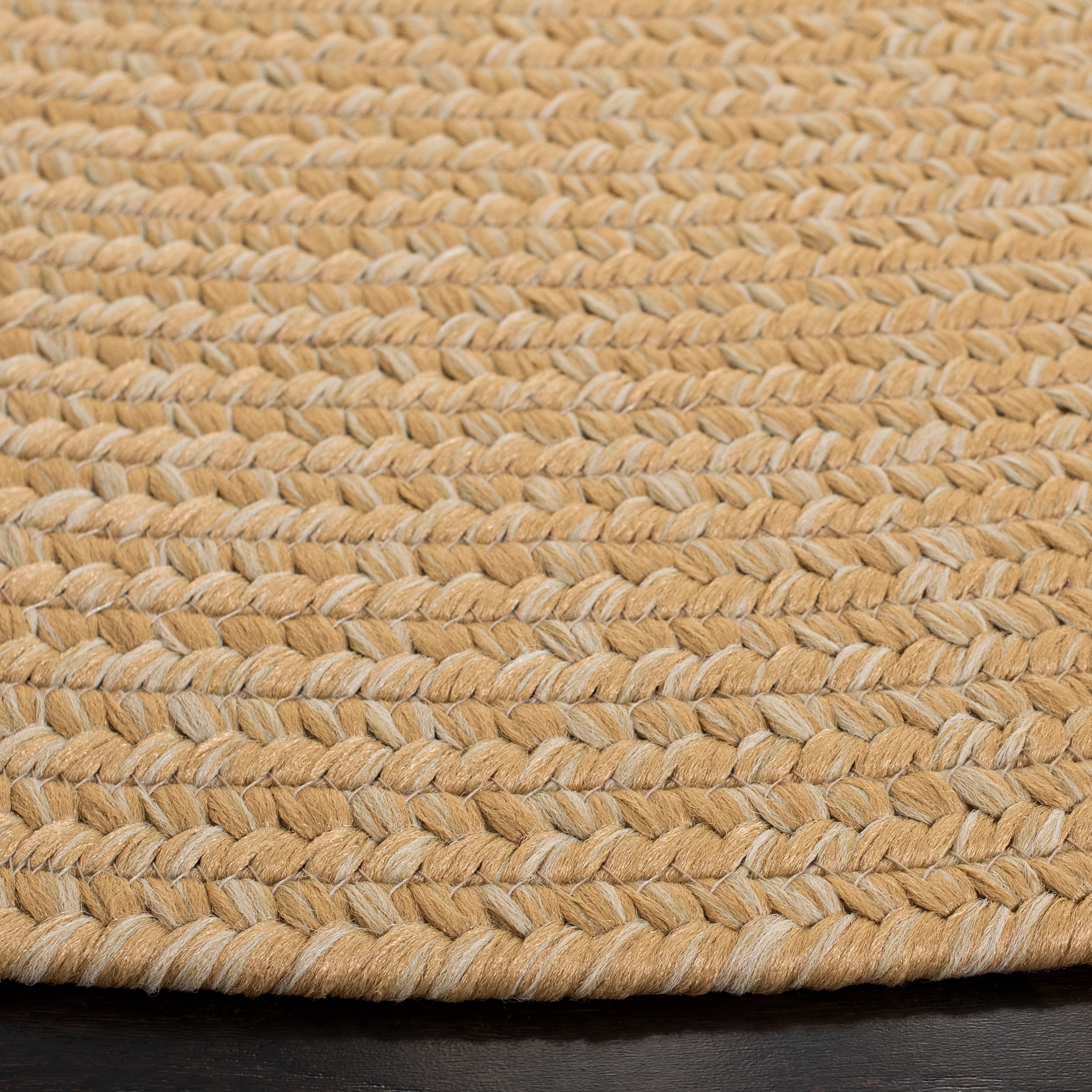 SAFAVIEH Braided Rishika Solid Machine Washable Reversible Area Rug, Beige/Tan, 8' x 8' Round