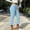 Blue, variant on Women's Solid Cropped Micro Flare Pants, Fold Over Elastic Waist Capri Trousers, Stretch Slim Fit Casual Summer Wear Black M