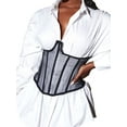 thumbnail image 6 of FOCUSNORM Womens Mesh Underbust Boned Waist Training Corset Lace Up Waist Cincher Wide Belt, 6 of 7