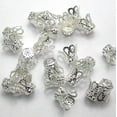 thumbnail image 4 of U8MO 200pcs Flower Bead Caps 9X7mm Filigree Flower Tassel Bead End Caps for Crafts-Silver, 4 of 8