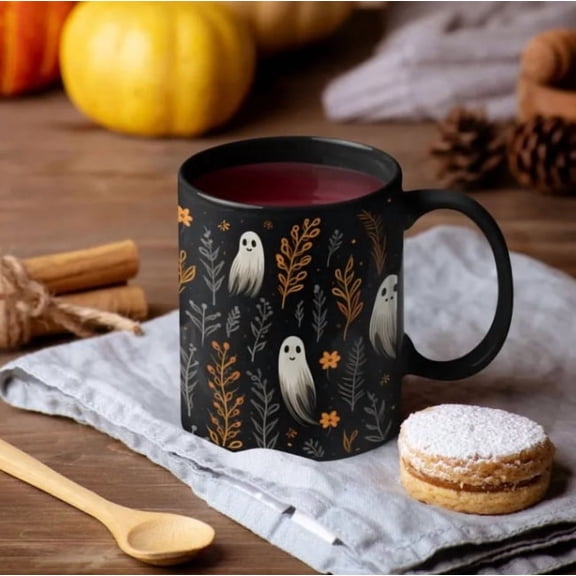 1Pc Clearance Under $10 Halloween Cup Halloween Cup For Morning Coffee, Ceramics Cute Halloween Coffee Mug Black