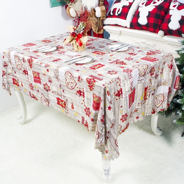 Christmas Tablecloth Polyester Table Cover Rectangle Tablecloth for Merry Christmas Holiday New Year Eve Party Decorations Supplies,60x72inch