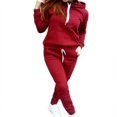 thumbnail image 1 of Women 2PCS Set Long Drawing Straps Slim-Fit Sweatshirt and Sweatpants Set, 1 of 4