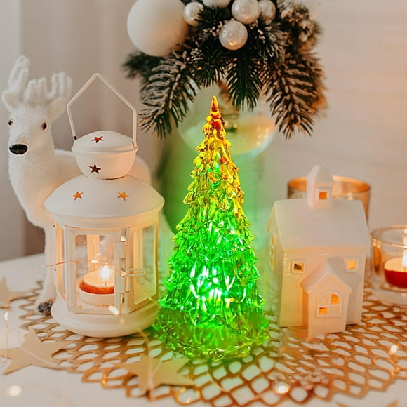 As show Christmas Tree Shaped Led Light Acrylic Night Light Colorful Holiday Bedroom Decor Plug In Decoration #LRMR0