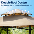 thumbnail image 3 of SPECSTAR 8' x 5' Grill Gazebo Canopy, Outdoor BBQ Gazebo Shelter with 2 Side Shelves & Double-Tiered Top, Taupe, 3 of 8