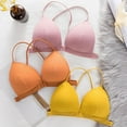 thumbnail image 3 of Women Simple Bra Thin Straps Wrapping Chest Front Buckle Wireless Bra Sports Cross Back Bra, 3 of 8