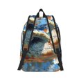 Balery Abstract Sea Turtle Vintage Canvas Backpack for Men and Women