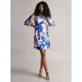 thumbnail image 5 of Zaccai Women's Blue Satin Abstract Wrap Dress, 5 of 6