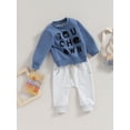 thumbnail image 3 of Bagilaanoe 2PCS Toddler Baby Boy Long Pants Set Letter Print Long Sleeve Sweatshirt Pullover Tops + Sweatpants 6M 12M 18M 24M 3T Kids Casual Sweatsuits, 3 of 8
