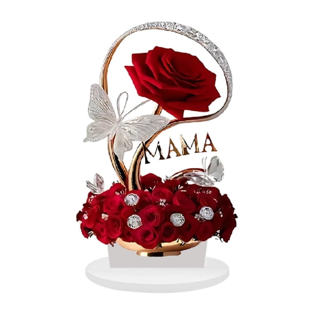 Decoración de escritorio acrílico de adornos de flores de rosas, plano 2d, colección, mesa de pantalla de exhibición de placa para la sala de té