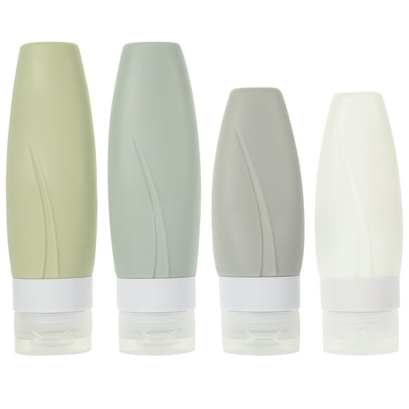 4 botellas de viaje de silicona rellenables para artículos de tocador, envases vacíos para champú (60 ml, 90 ml)