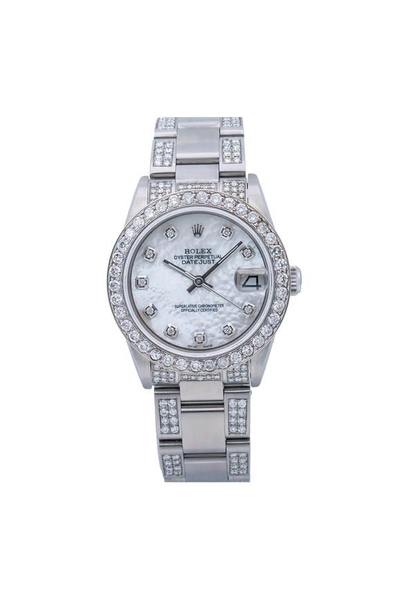 Pre-Owned Rolex Lady-Datejust 31MM 68240 White Diamond Dial With 4.75 CT Diamonds