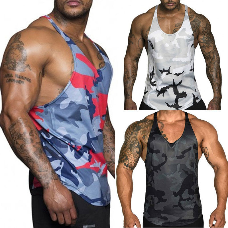 Men Gym Muscle Bodybuilding Sleeveless Shirt Sport Tank Top Singlet Fitness  Vest 