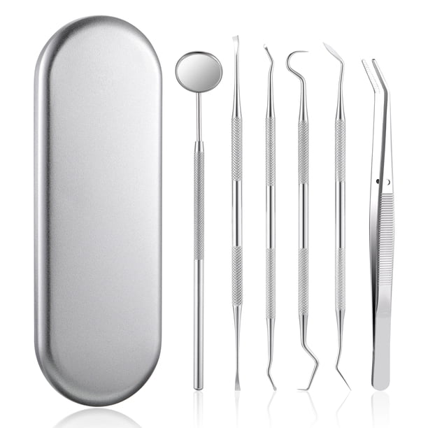 Minnieouse Juego de 6 piezas para el cuidado Dental, herramientas de limpieza de dientes, espejo de acero inoxidable, doble sonda, hoz, azada, dentista, cuidado de los oídos Minnieouse BFH000894-00