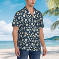thumbnail image 5 of Balery Daisy Floral B Print Men's Hawaiian Shirts Short Sleeve Beach Shirt Relaxed Fit Vacation Button Down Shirts-XX-Large, 5 of 9