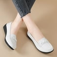 thumbnail image 4 of Women's Wedge Slip on Penny Loafers Dress Shoes Comfort Casual Leather Low Heel Boat Flats Work Shoes Spring, 4 of 6