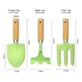 thumbnail image 2 of Juego de herramientas de jardinería para niños de metal, juego de jardinería para niños que incluye paleta, tenedor y rastrillo con mango de madera, juego de herramientas para niños de playa (verde), 2 of 5