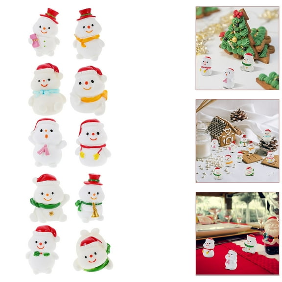 SEWCHICS 10-Piece Mini Snowman Figurine Set in Mixed Styles and Colors for Landscape and Craft Projects